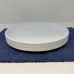 Set Of 7 Rubbermaid 3840 White Melamine Plastic 10.2” Camping Dinner Plates MCM